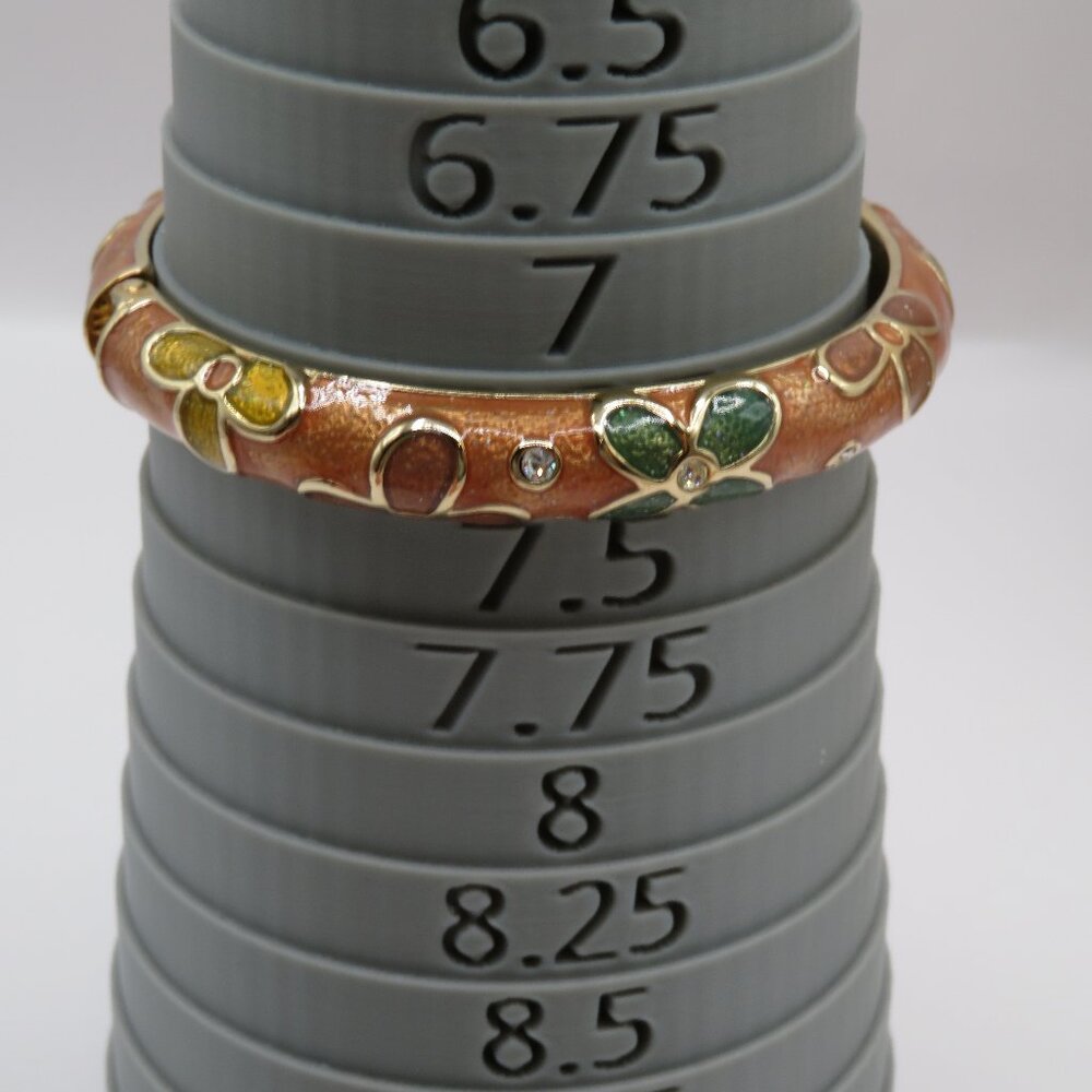 Cloisonne Style Enamel Rhinestone Gold Tone Bangle Bracelet